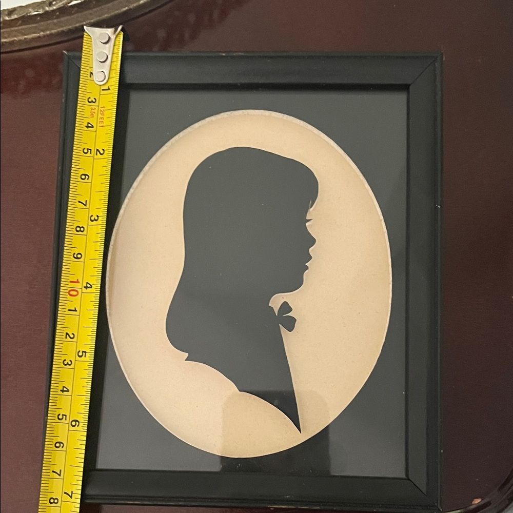 Framed Black and Cream Girl Silhouette Wall Art Vintage Style Home Decor - Picture 3 of 4